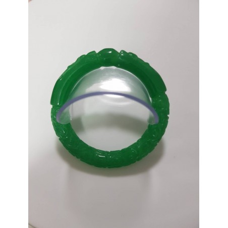 Double dragon green jade bracelet, premium pattern.
